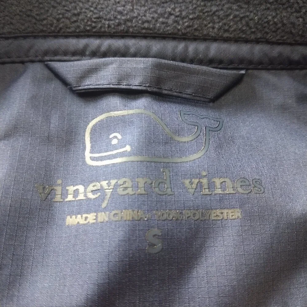 Vineyard Vines Men's Small Navy Blue Ripstop Reflective Strips Full Zip Vest